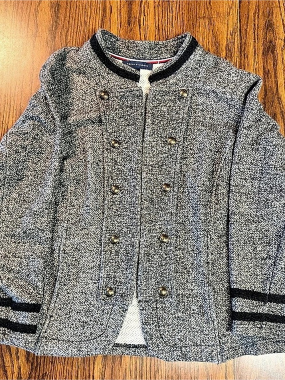 Tommy Hilfiger Women's Varsity Jacket Gray Black 3X Like New